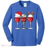 Wine Christmas Santa Hat Xmas Lights Reindeer Antlers Meaningful Gift Kids Long Sleeve Shirt thumb 0