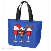 Wine Christmas Santa Hat Xmas Lights Reindeer Antlers Meaningful Gift Tote Bag thumb 3