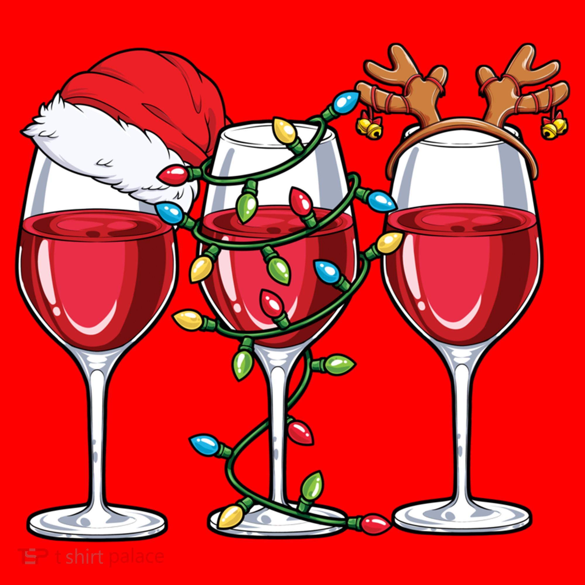 Wine Christmas Santa Hat Xmas Lights Reindeer Antlers Meaningful Gift Santa Hat