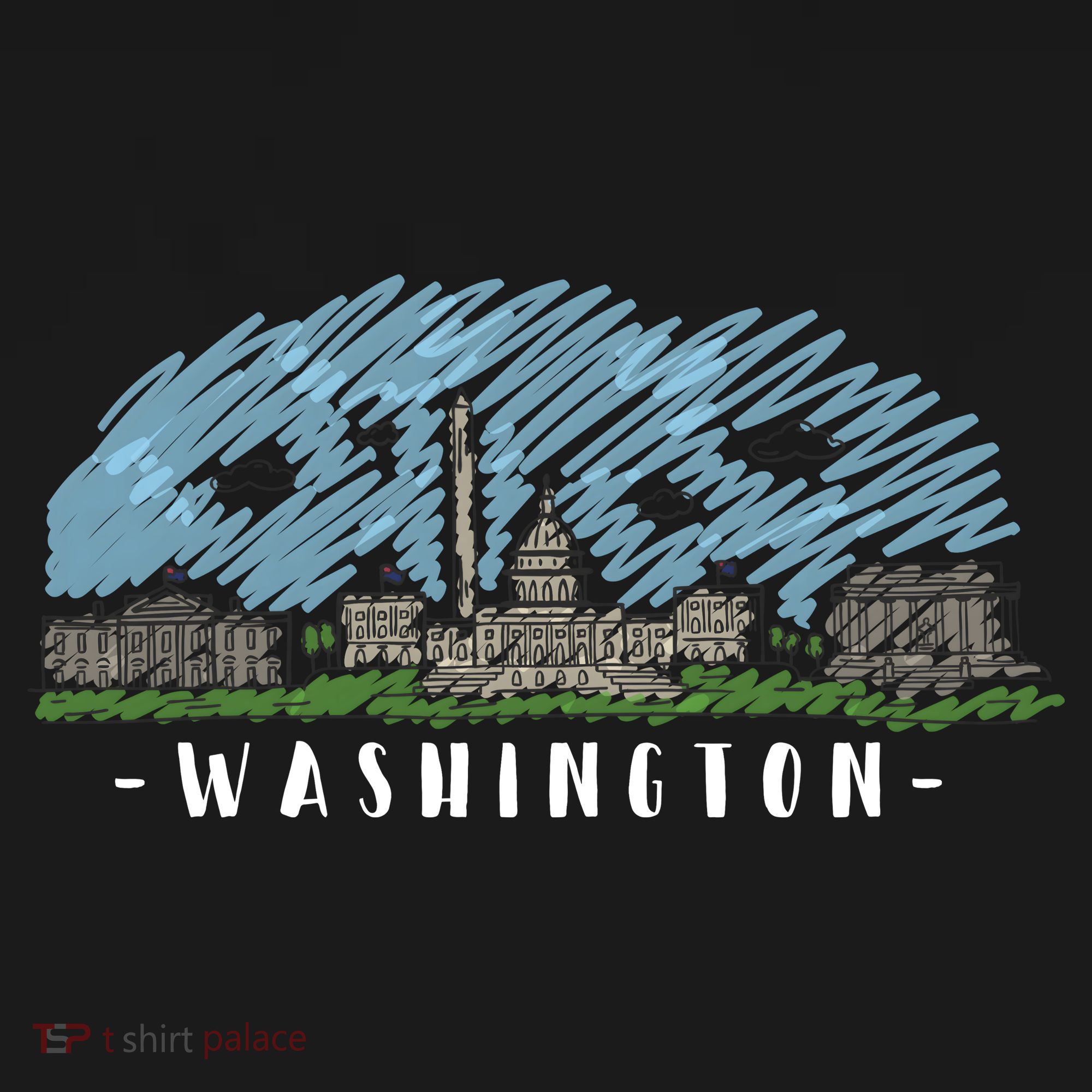 Washington Cartoon Style Illustration USA-Made Doggie Bandana