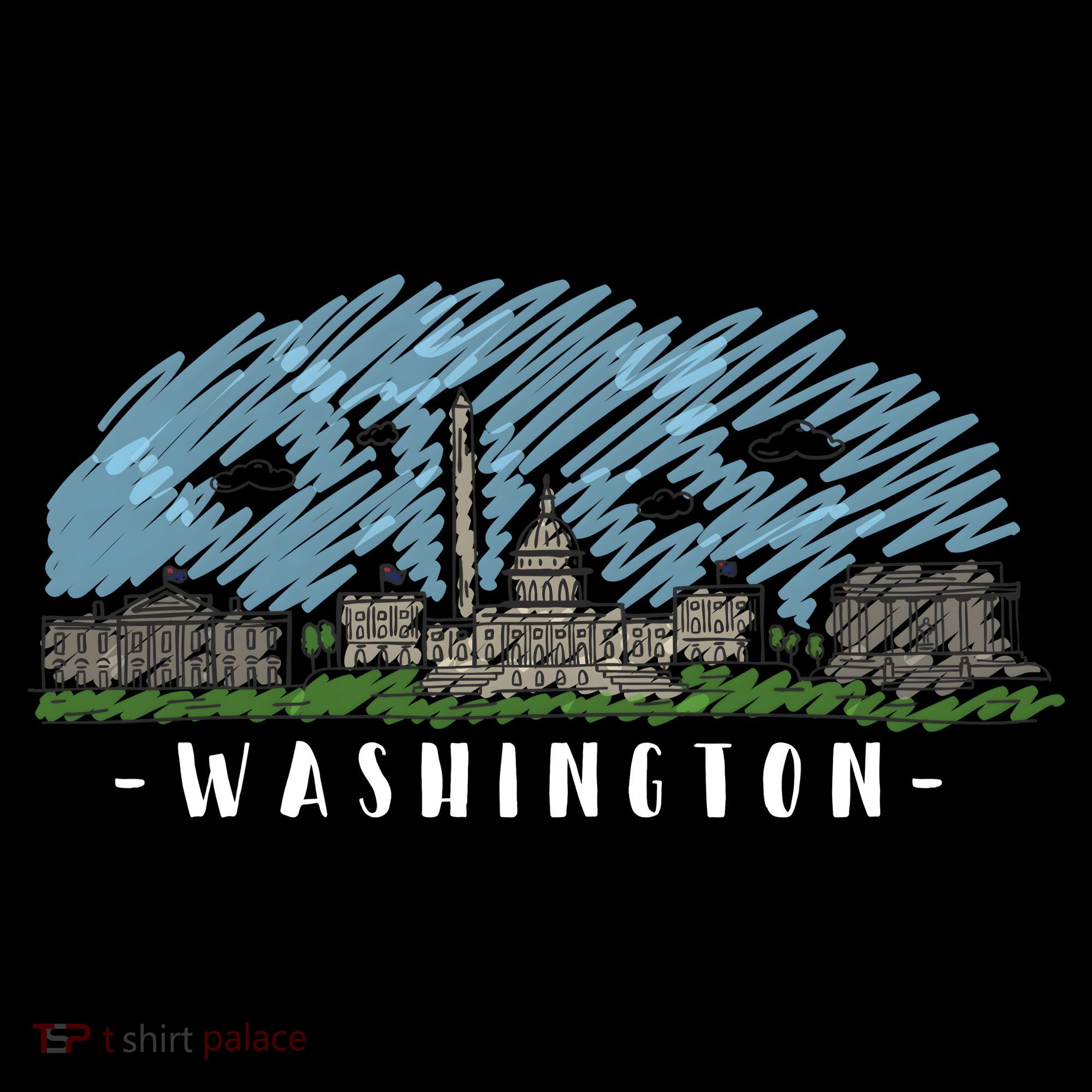 Washington Cartoon Style Illustration Bucket Hat