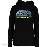 Washington Cartoon Style Illustration Womens Funnel Neck Pullover Hood thumb 0