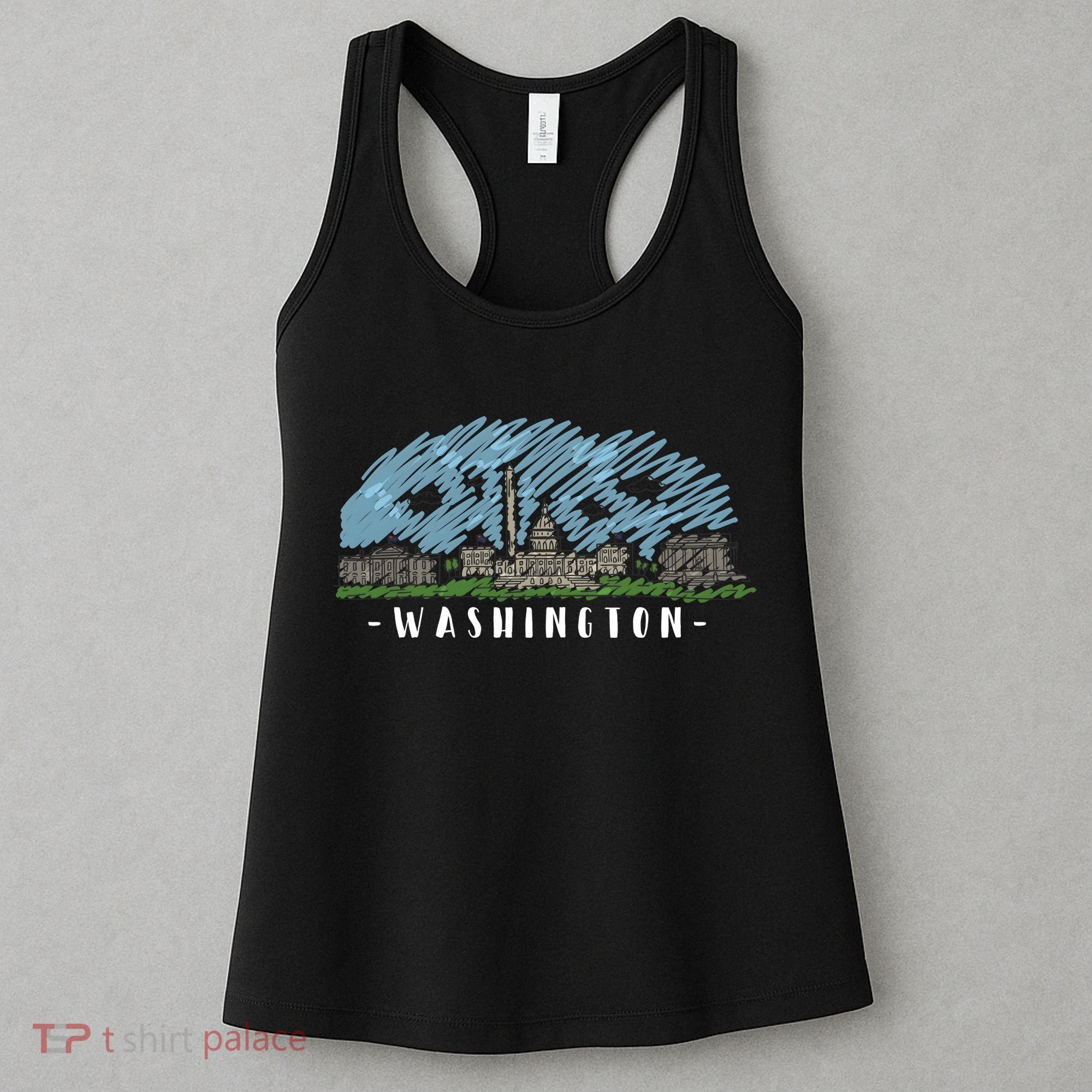 Washington Cartoon Style Illustration Women's Tank Top
