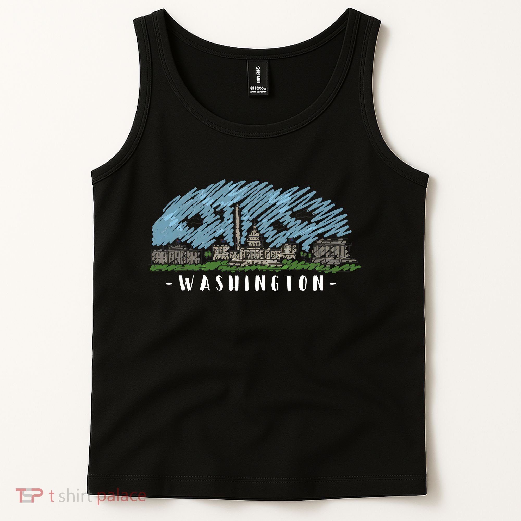 Washington Cartoon Style Illustration Tank Top