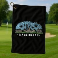 Washington Cartoon Style Illustration Golf Towel thumb 1