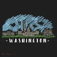 Washington Cartoon Style Illustration Golf Towel thumb 3