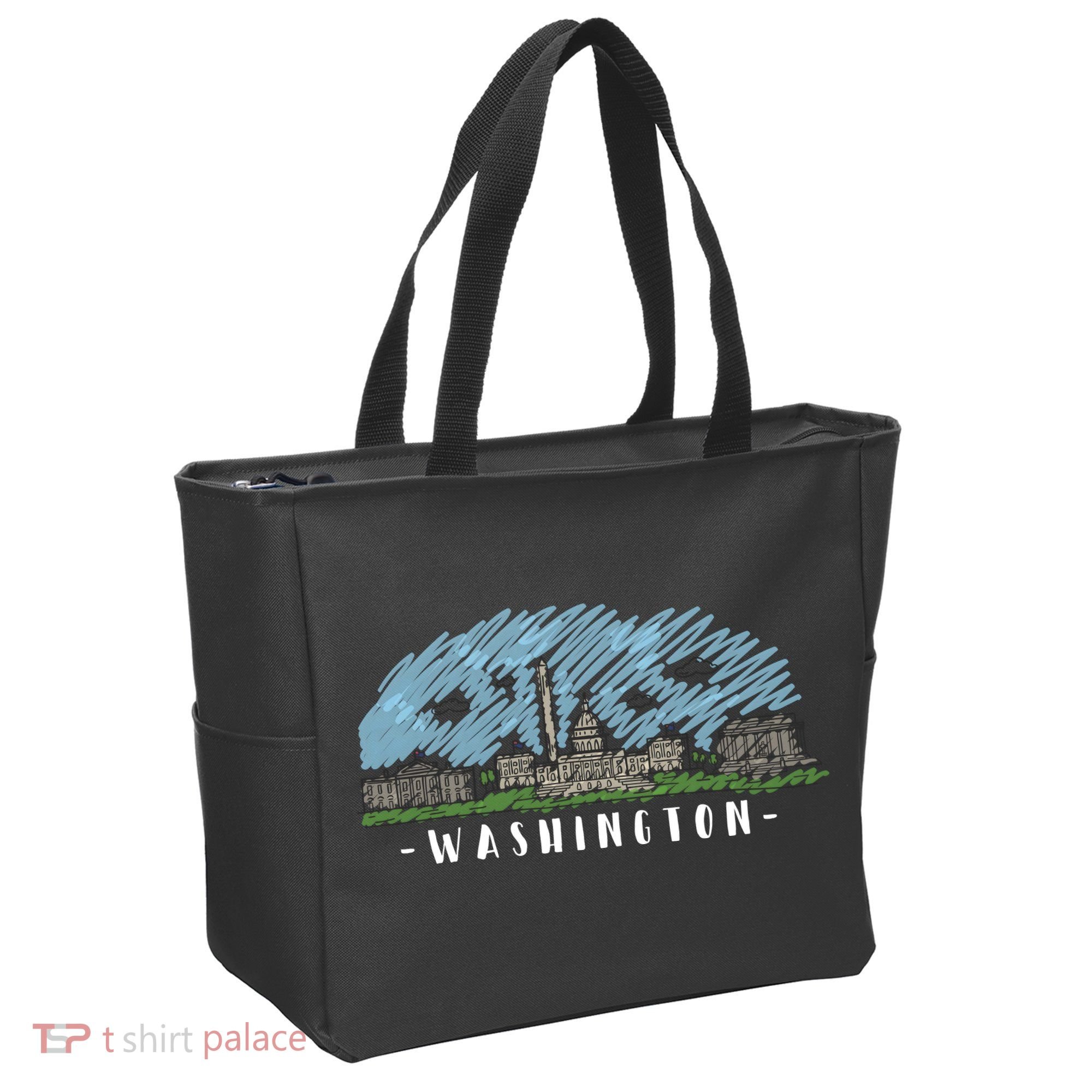 Washington Cartoon Style Illustration Tote Bag