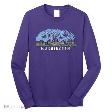 Washington Cartoon Style Illustration Long Sleeve Shirt