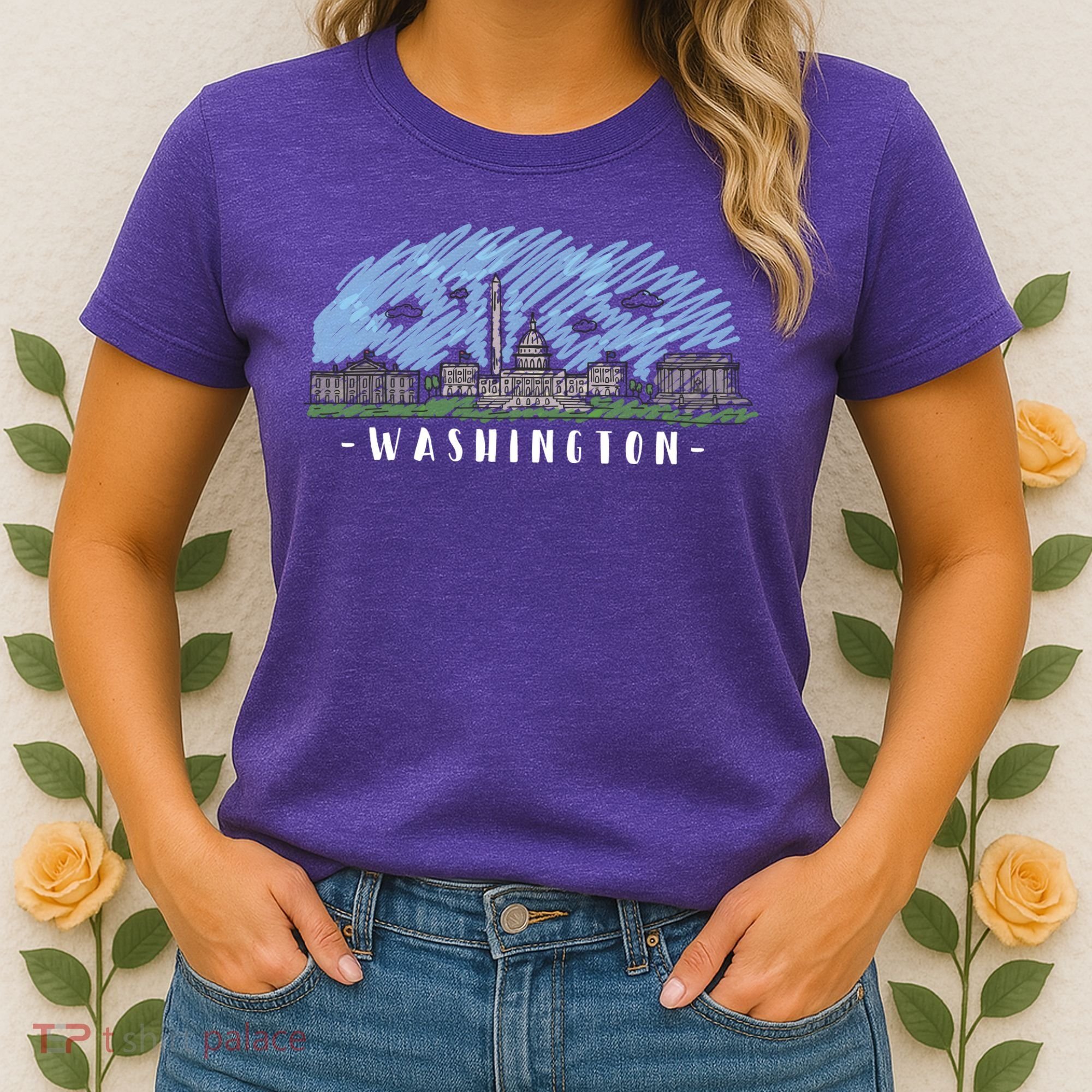 Washington Cartoon Style Illustration Women's T-Shirt