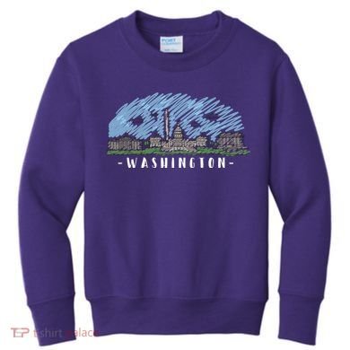 Washington Cartoon Style Illustration Kids Sweatshirt