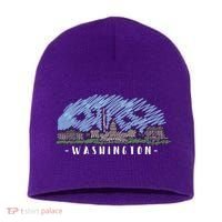 Washington Cartoon Style Illustration Short Acrylic Beanie thumb 0