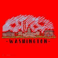 Washington Cartoon Style Illustration Santa Hat thumb 1