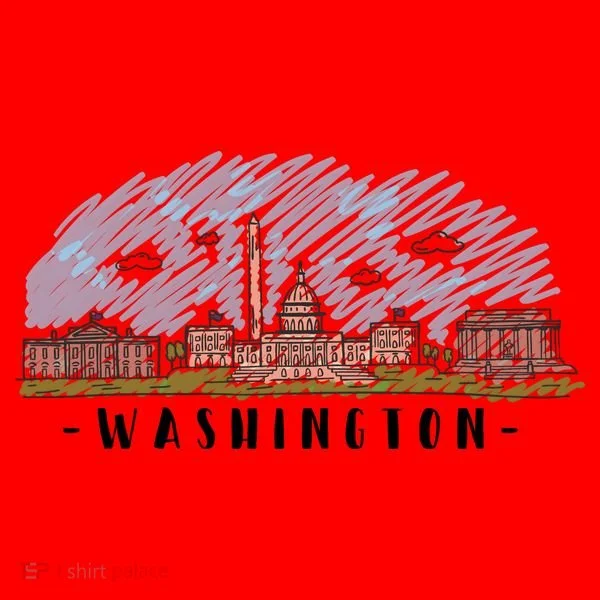 Washington Cartoon Style Illustration Santa Hat