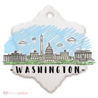 Washington Cartoon Style Illustration Ceramic Ornament thumb 2