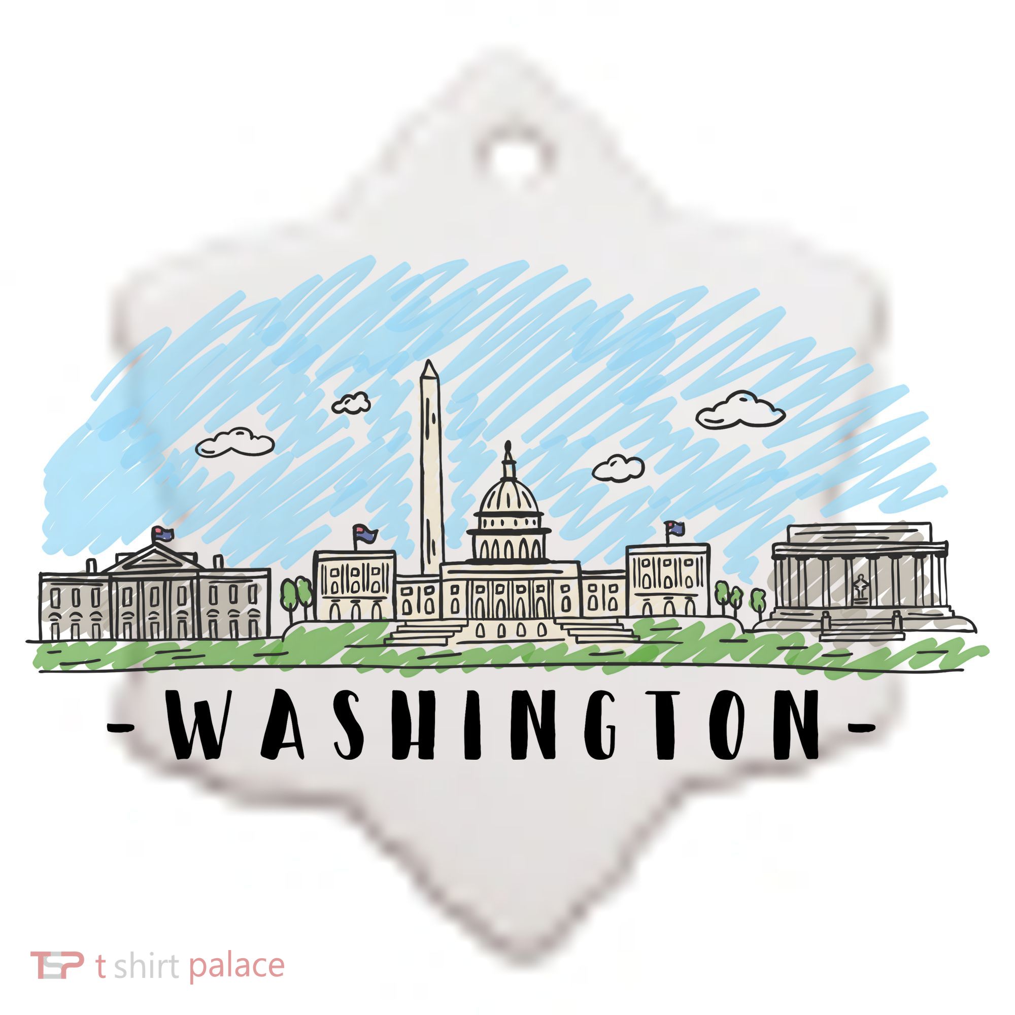 Washington Cartoon Style Illustration Ceramic Ornament