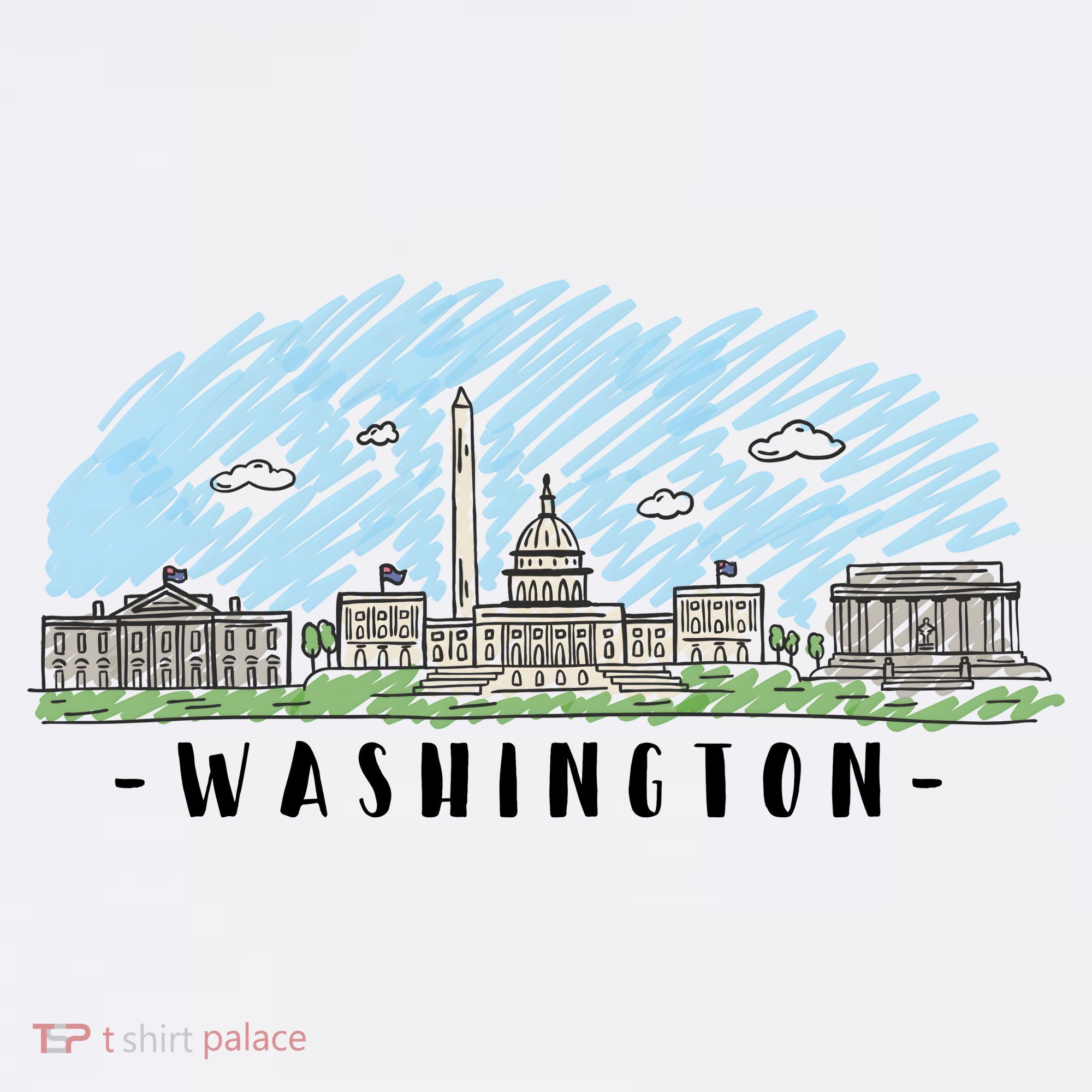Washington Cartoon Style Illustration Garment-Dyed Sweatshirt