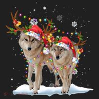 Wolf Christmas Santa Hat Tree Lights Xmas Funny Wolf Gift Women's Sweatshirt thumb 2