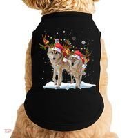 Wolf Christmas Santa Hat Tree Lights Xmas Funny Wolf Gift Doggie Tank thumb 0