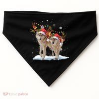 Wolf Christmas Santa Hat Tree Lights Xmas Funny Wolf Gift USA-Made Doggie Bandana thumb 0