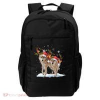 Wolf Christmas Santa Hat Tree Lights Xmas Funny Wolf Gift Backpack thumb 0