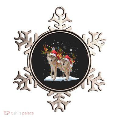 Wolf Christmas Santa Hat Tree Lights Xmas Funny Wolf Gift Ornament