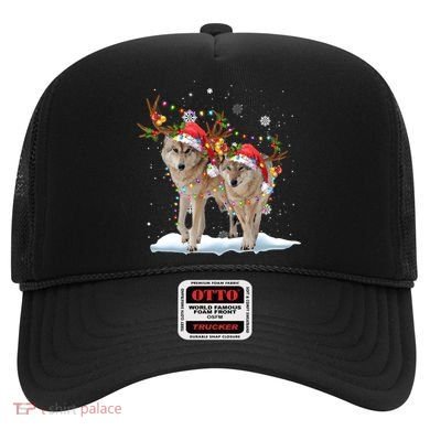 Wolf Christmas Santa Hat Tree Lights Xmas Funny Wolf Gift Hat