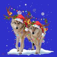 Wolf Christmas Santa Hat Tree Lights Xmas Funny Wolf Gift Mousepad thumb 1
