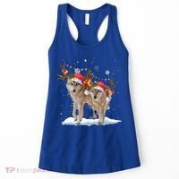 Wolf Christmas Santa Hat Tree Lights Xmas Funny Wolf Gift Women's Tank Top thumb 0