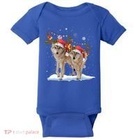 Wolf Christmas Santa Hat Tree Lights Xmas Funny Wolf Gift Baby Bodysuit thumb 0
