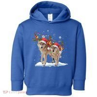 Wolf Christmas Santa Hat Tree Lights Xmas Funny Wolf Gift Toddler Hoodie thumb 0