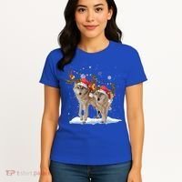 Wolf Christmas Santa Hat Tree Lights Xmas Funny Wolf Gift Women's T-Shirt thumb 4