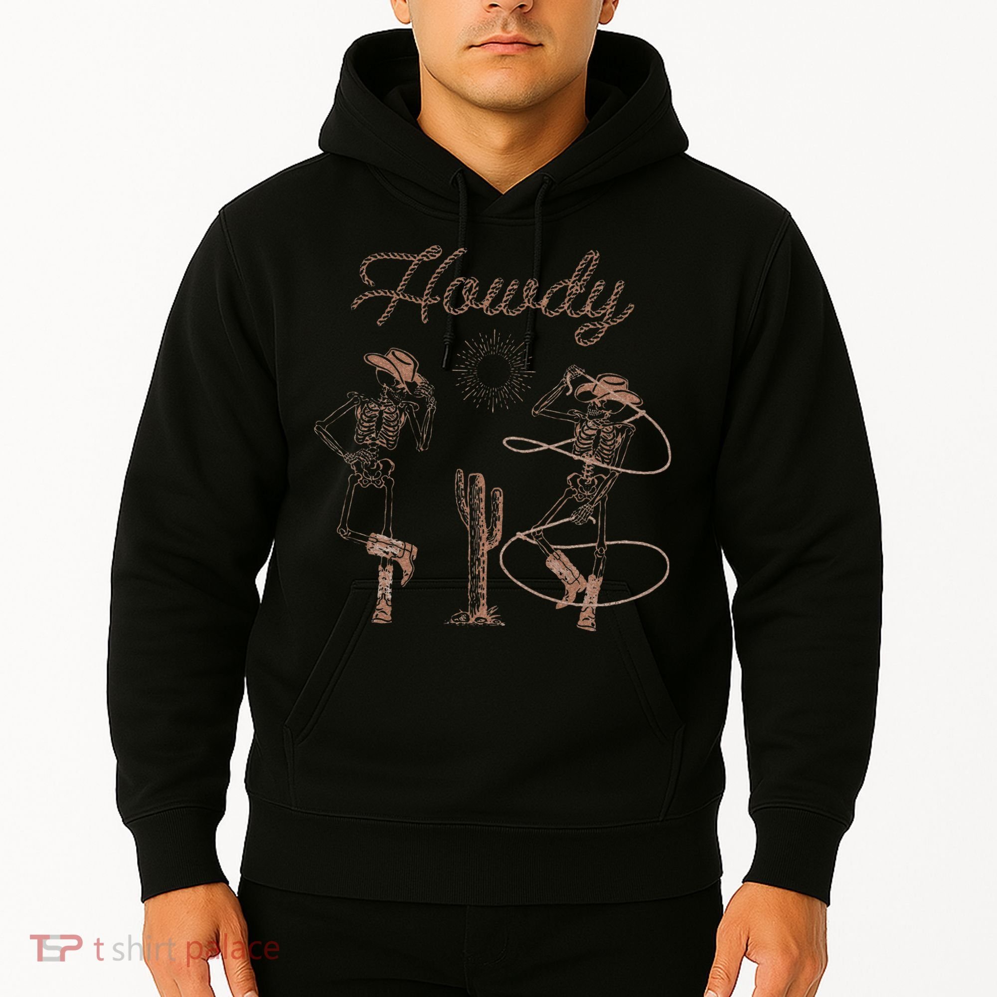 Western Cowboy Skeleton Dancing Howdy Halloween Hoodie