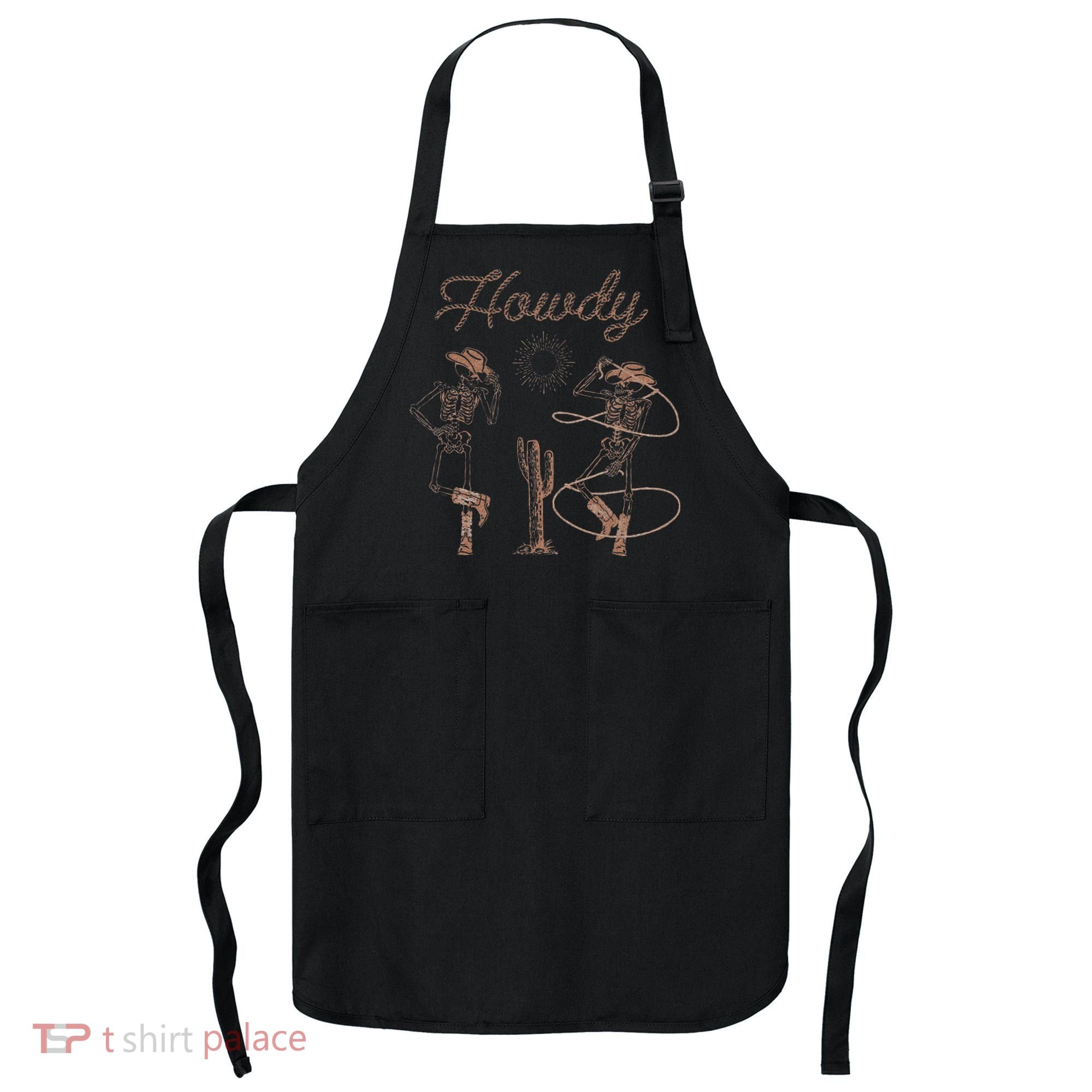 Western Cowboy Skeleton Dancing Howdy Halloween Apron