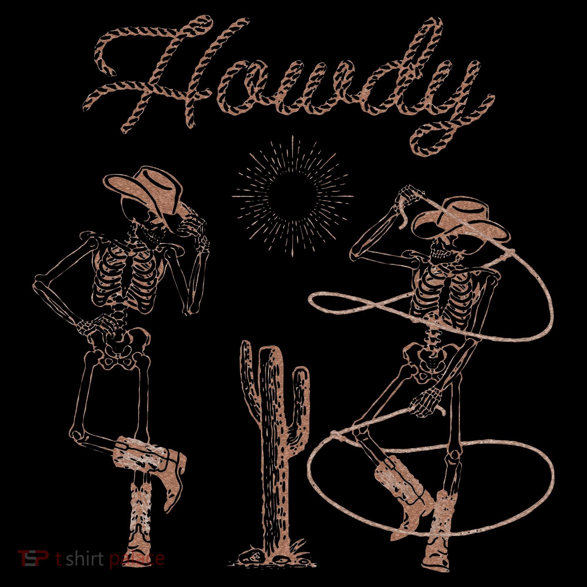 Western Cowboy Skeleton Dancing Howdy Halloween Women's Hoodie