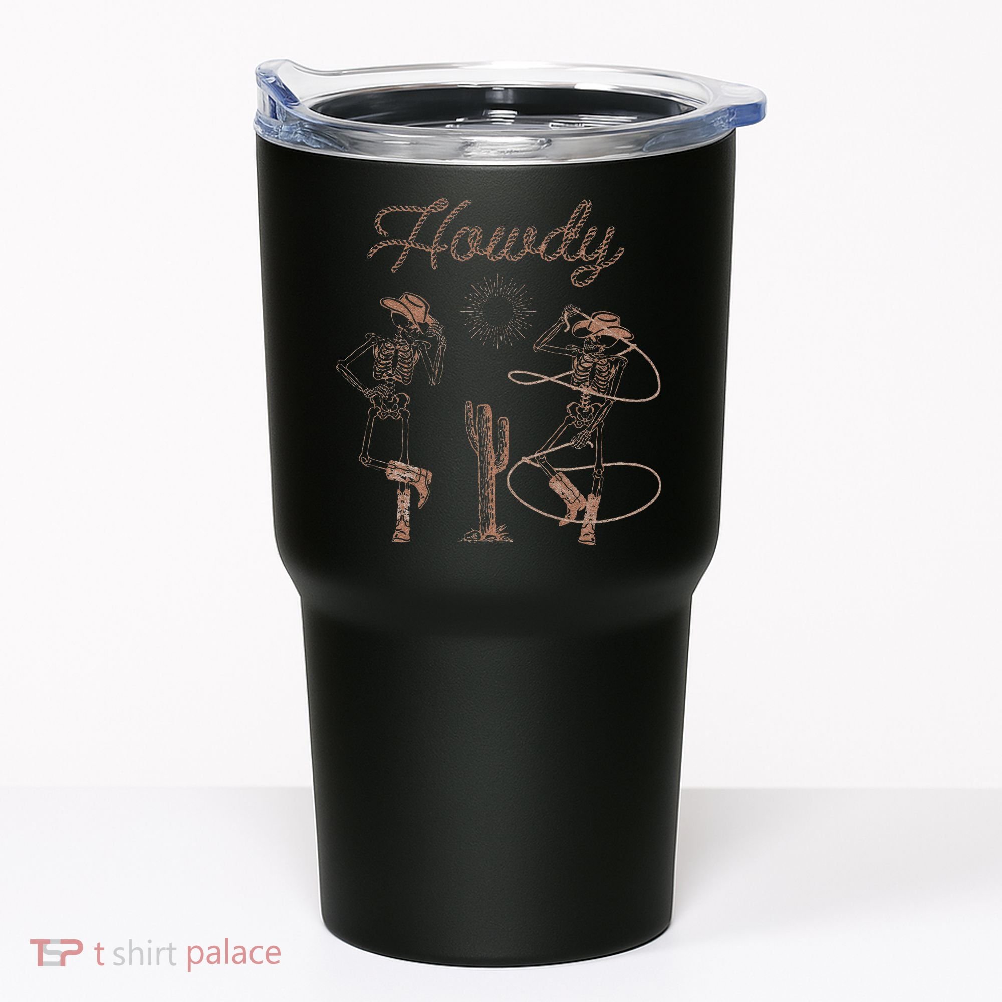 Western Cowboy Skeleton Dancing Howdy Halloween Tumbler