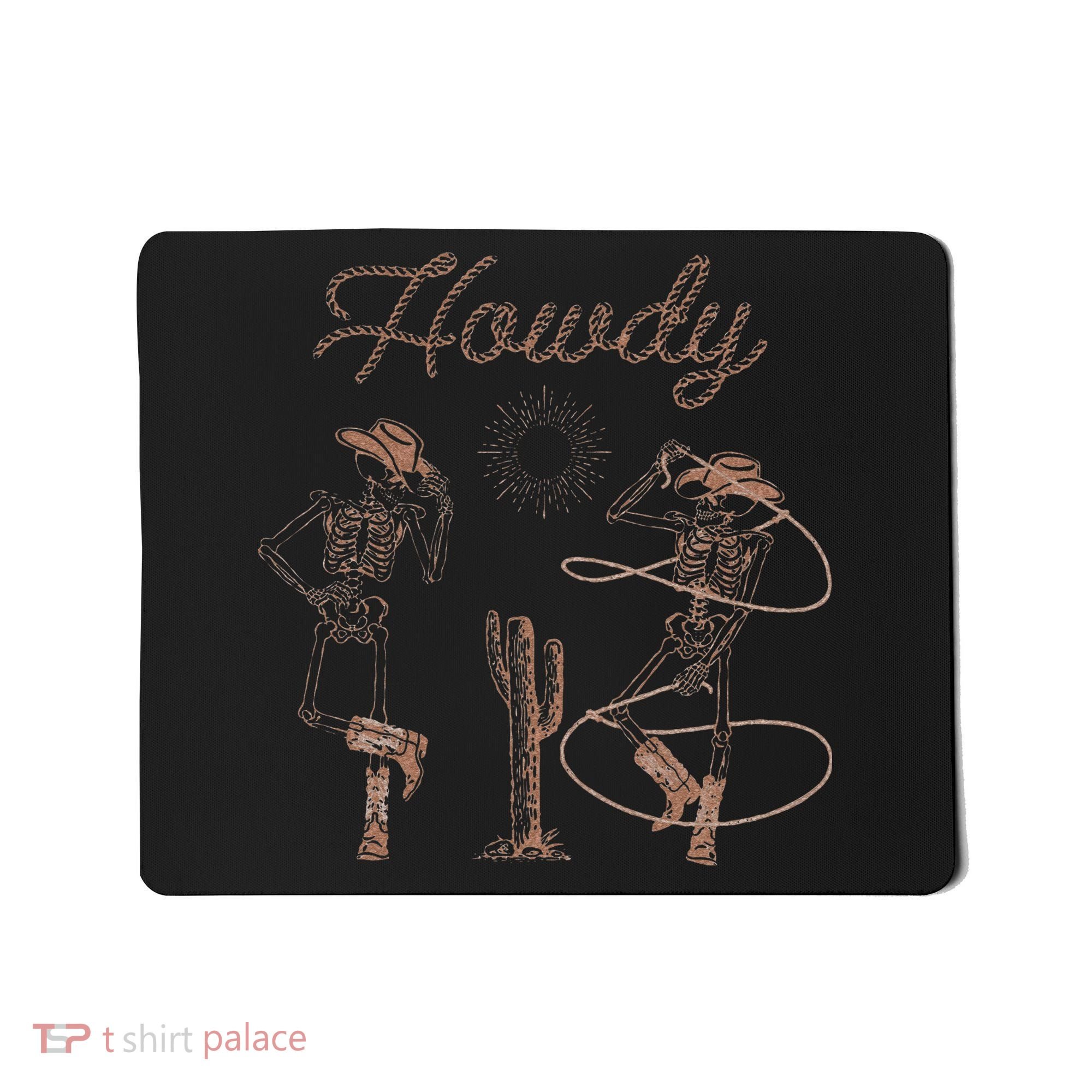 Western Cowboy Skeleton Dancing Howdy Halloween Mousepad