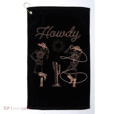 Western Cowboy Skeleton Dancing Howdy Halloween Golf Towel