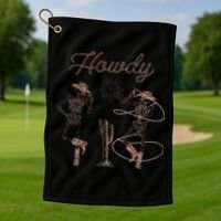 Western Cowboy Skeleton Dancing Howdy Halloween Golf Towel thumb 1