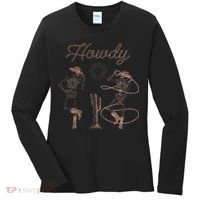 Western Cowboy Skeleton Dancing Howdy Halloween Women's Long Sleeve Shirt thumb 0