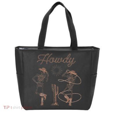 Western Cowboy Skeleton Dancing Howdy Halloween Tote Bag
