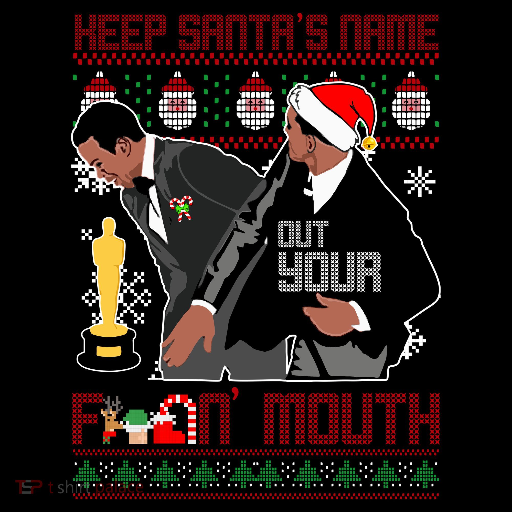 Will Chris Slap Award Show Keep Santa's Name Out Your Mouth Ugly Christmas Coffee Mug