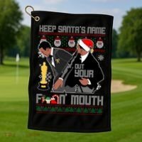 Will Chris Slap Award Show Keep Santa's Name Out Your Mouth Ugly Christmas Golf Towel thumb 1