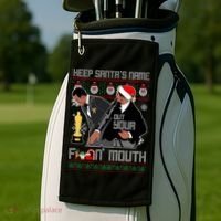 Will Chris Slap Award Show Keep Santa's Name Out Your Mouth Ugly Christmas Golf Towel thumb 2