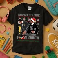 Will Chris Slap Award Show Keep Santa's Name Out Your Mouth Ugly Christmas Kids T-Shirt thumb 3