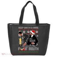 Will Chris Slap Award Show Keep Santa's Name Out Your Mouth Ugly Christmas Tote Bag thumb 0