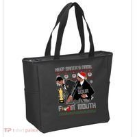 Will Chris Slap Award Show Keep Santa's Name Out Your Mouth Ugly Christmas Tote Bag thumb 2