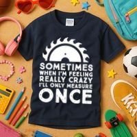 Woodworker Carpenter Saw Measure Once Woodworking Kids T-Shirt thumb 3