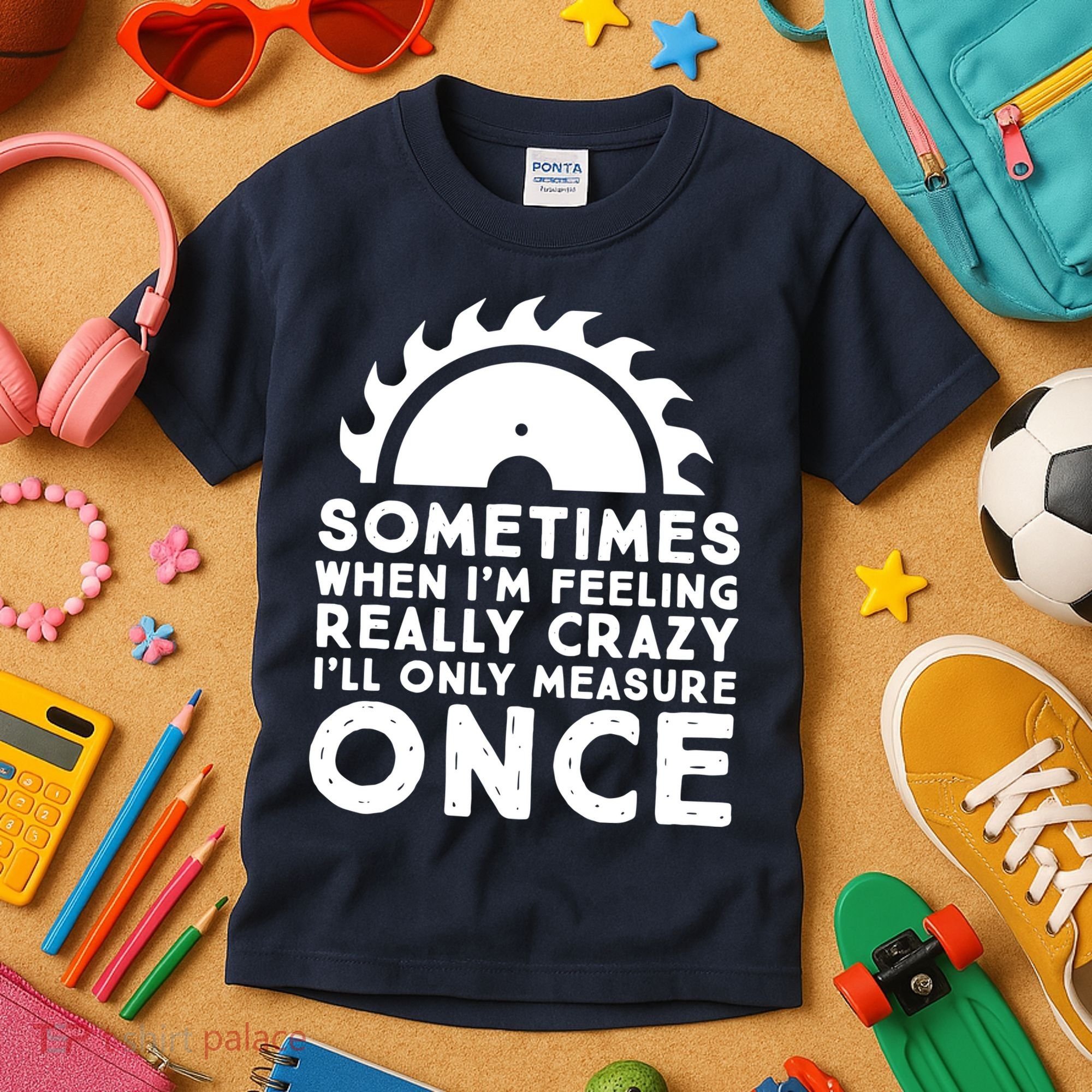 Woodworker Carpenter Saw Measure Once Woodworking Kids T-Shirt