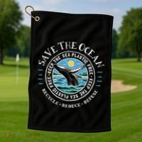 Whale Conservation Save The Ocean Humpback Whale Lover Golf Towel thumb 1