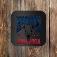 Western Cow Skull America Est 1776 Coaster thumb 0